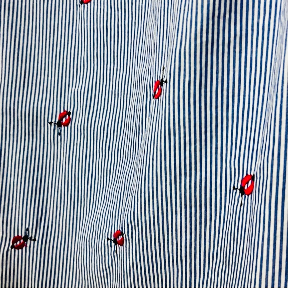 Talbots Blue and White Ladybug Striped Blouse Top Women’s size Large - Picture 4 of 4